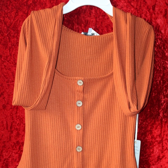 Orange Long Sleeved Body Suit - Picture 1 of 8